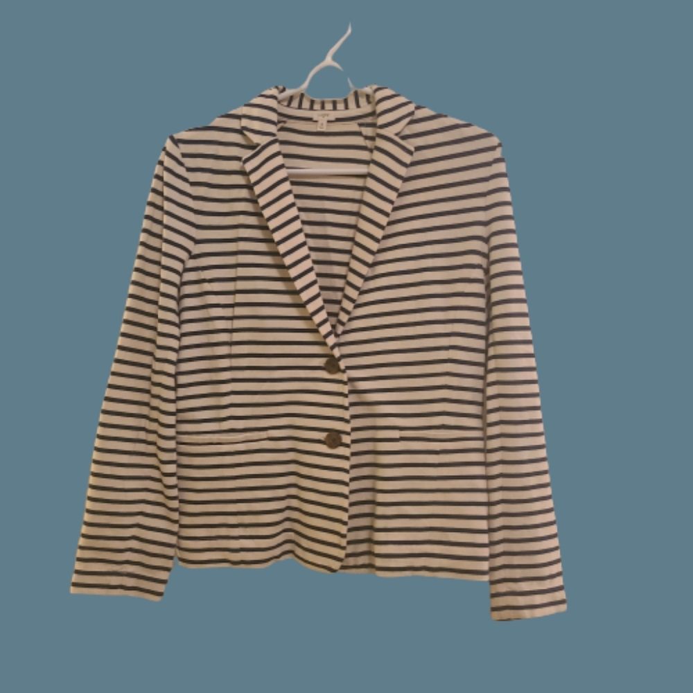 NWOT J CREW FACTORY Nautical Navy & Cream Striped Jacket Blazer